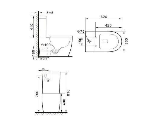 Унитаз компакт Esbano Fortex-N ESUNFORTBM Черный матовый с бачком и сиденьем Микролифт
