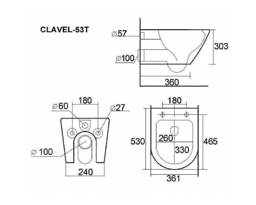 Унитаз Esbano Clavel-53T ESUPCLAV53TW подвесной с сиденьем Микролифт