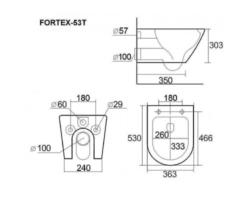 Унитаз Esbano Fortex-53T ESUPFORT53TW подвесной с сиденьем Микролифт