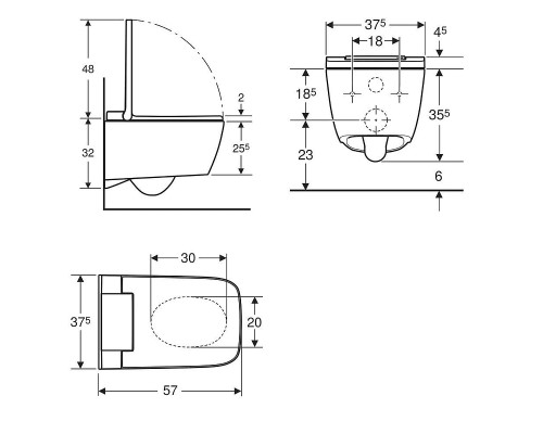 Унитаз биде Geberit AquaClean Sela Square 146.250.21.1 цвет Белый Хром с сиденьем Микролифт