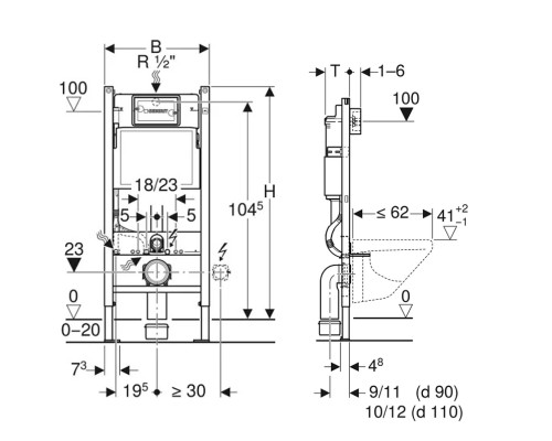Комплект унитаза с инсталляцией Geberit Delta 458.163.21.S цвет Белый с сиденьем Микролифт и клавишей смыва цвет Хром