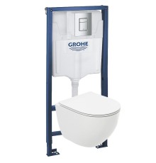 Комплект унитаза с инсталляцией Grohe Rapid SL 39182001 цвет Белый с сиденьем Микролифт и клавишей смыва цвет Хром