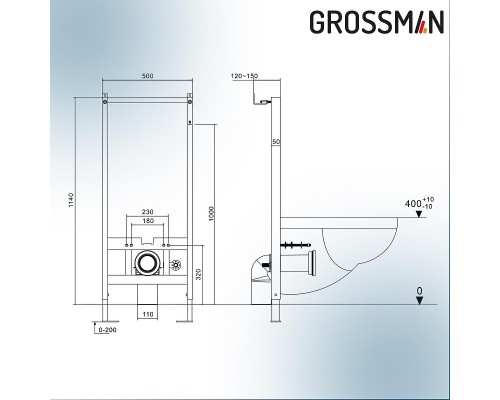 Комплект унитаза с инсталляцией Grossman 901.5701.01.000 цвет Белый с сиденьем