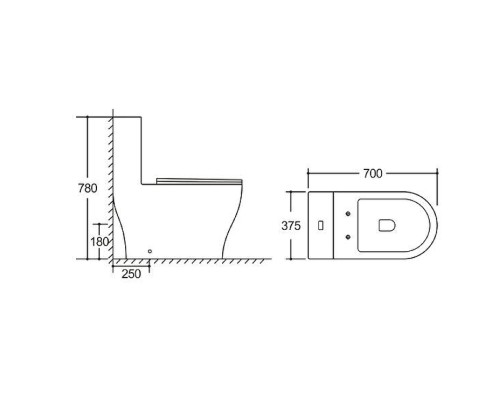 Унитаз моноблок Grossman Classic GR-4488SQ цвет Белый глянцевый с бачком и сиденьем