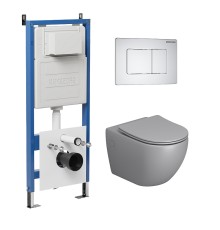 Комплект унитаза с инсталляцией Grossman Classic 97.4411SQ.04.01M цвет Белый с сиденьем с клавишей смыва цвет Белый