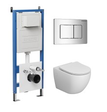 Комплект унитаза с инсталляцией Grossman Classic 97.4411SQ.04.10M цвет Белый с сиденьем с клавишей смыва цвет Хром