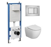 Комплект унитаза с инсталляцией Grossman Classic 97.4411SQ.04.12M цвет Белый с сиденьем с клавишей смыва цвет Хром