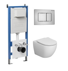 Комплект унитаза с инсталляцией Grossman Classic 97.4411SQ.04.12M цвет Белый с сиденьем с клавишей смыва цвет Хром