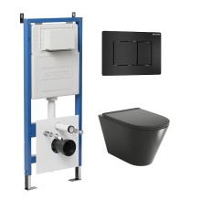 Комплект унитаза с инсталляцией Grossman Classic 97.4477BMS.04.21M цвет Черный матовый с сиденьем с клавишей смыва цвет Черный