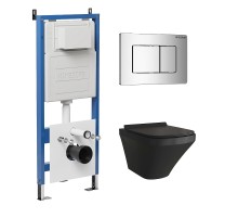 Комплект унитаза с инсталляцией Grossman Classic 97.4440BMS.04.10M цвет Черный матовый с сиденьем с клавишей смыва цвет Хром