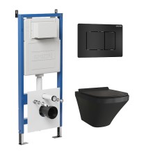 Комплект унитаза с инсталляцией Grossman Classic 97.4440BMS.04.21M цвет Черный матовый с сиденьем с клавишей смыва цвет Черный