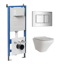 Комплект унитаза с инсталляцией Grossman Classic 97.4440S.04.10M цвет Белый глянцевый с сиденьем с клавишей смыва цвет Хром