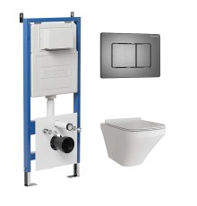 Комплект унитаза с инсталляцией Grossman Classic 97.4440S.04.42M цвет Белый глянцевый с сиденьем с клавишей смыва цвет Графит