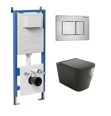 Комплект унитаза с инсталляцией Grossman Classic 97.4441BMS.04.12M цвет Черный матовый с сиденьем с клавишей смыва цвет Хром