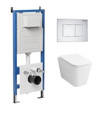 Комплект унитаза с инсталляцией Grossman Classic 97.4441S.04.01M цвет Белый глянцевый с сиденьем с клавишей смыва цвет Белый