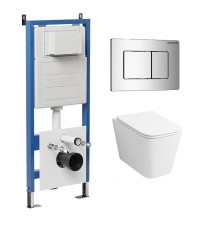 Комплект унитаза с инсталляцией Grossman Classic 97.4441S.04.10M цвет Белый глянцевый с сиденьем с клавишей смыва цвет Хром