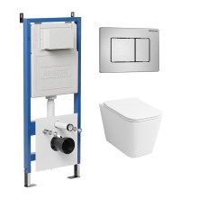 Комплект унитаза с инсталляцией Grossman Classic 97.4441S.04.12M цвет Белый глянцевый с сиденьем с клавишей смыва цвет Хром