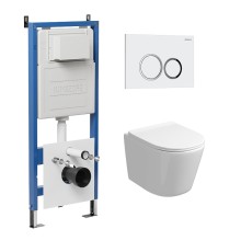 Комплект унитаза с инсталляцией Grossman Galaxy 97.4477SQ.01.000 цвет Белый с сиденьем с клавишей смыва цвет Белый