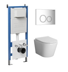 Комплект унитаза с инсталляцией Grossman Galaxy 97.4478BMS.01.100 цвет Черный матовый с сиденьем с клавишей смыва цвет Хром