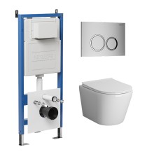 Комплект унитаза с инсталляцией Grossman Galaxy 97.4478BMS.01.110 цвет Черный матовый с сиденьем с клавишей смыва цвет Хром