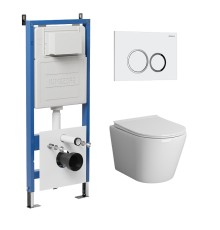 Комплект унитаза с инсталляцией Grossman Galaxy 97.4478SQ.01.000 цвет Белый с сиденьем с клавишей смыва цвет Белый