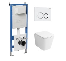 Комплект унитаза с инсталляцией Grossman Galaxy 97.4479SQ.01.000 цвет Белый с сиденьем с клавишей смыва цвет Белый