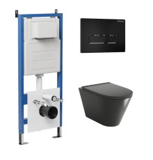 Комплект унитаза с инсталляцией Grossman Pragma 97.4477BMS.03.210 цвет Черный матовый с сиденьем с клавишей смыва цвет Черный