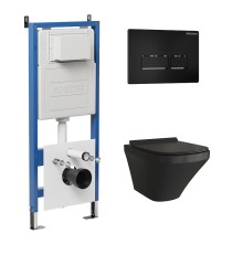 Комплект унитаза с инсталляцией Grossman Pragma 97.4440BMS.03.210 цвет Черный матовый с сиденьем с клавишей смыва цвет Черный