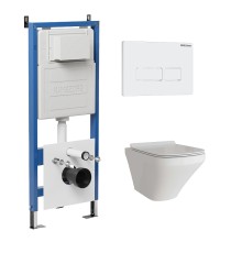 Комплект унитаза с инсталляцией Grossman Pragma 97.4440S.03.000 цвет Белый глянцевый с сиденьем с клавишей смыва цвет Белый