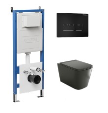 Комплект унитаза с инсталляцией Grossman Pragma 97.4441BMS.03.210 цвет Черный матовый с сиденьем с клавишей смыва цвет Черный