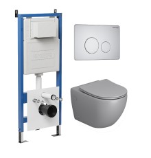 Комплект унитаза с инсталляцией Grossman Style 97.4411SQ.05.01M цвет Белый с сиденьем с клавишей смыва цвет Белый