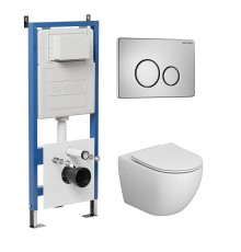 Комплект унитаза с инсталляцией Grossman Style 97.4411SQ.05.12M цвет Белый с сиденьем с клавишей смыва цвет Белый