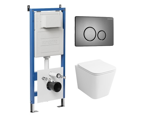 Комплект унитаза с инсталляцией Grossman Style 97.4441S.05.42M цвет Белый глянцевый с сиденьем с клавишей смыва цвет Графит