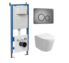 Комплект унитаза с инсталляцией Grossman Style 97.4477S.05.42M цвет Белый глянцевый с сиденьем с клавишей смыва цвет Графит