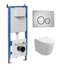 Комплект унитаза с инсталляцией Grossman Style 97.4477SQ.05.12M цвет Белый с сиденьем с клавишей смыва цвет Белый