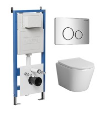 Комплект унитаза с инсталляцией Grossman Style 97.4478BMS.05.10M цвет Черный матовый с сиденьем с клавишей смыва цвет Хром