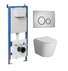 Комплект унитаза с инсталляцией Grossman Style 97.4478BMS.05.12M цвет Черный матовый с сиденьем с клавишей смыва цвет Белый