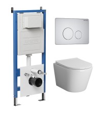 Комплект унитаза с инсталляцией Grossman Style 97.4478S.05.01M цвет Белый с сиденьем с клавишей смыва цвет Белый