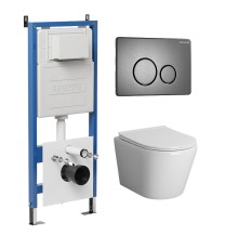 Комплект унитаза с инсталляцией Grossman Style 97.4478S.05.42M цвет Белый с сиденьем с клавишей смыва цвет Графит