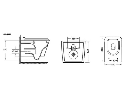 Комплект унитаза с инсталляцией Grossman Style 97.4441BMS.05.32M цвет Черный матовый с сиденьем с клавишей смыва цвет Золото