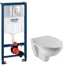 Комплект унитаза Jacob Delafon Patio EDV102-00+E70021-00 с инсталляцией Grohe Rapid SL 38721001 с сиденьем Микролифт и клавишей смыва Хром