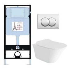 Комплект унитаза с инсталляцией Jacob Delafon Vive E28079RU-CP с сиденьем Микролифт и клавишей смыва Хром