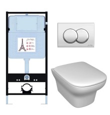Комплект унитаза с инсталляцией Jacob Delafon Vox E21747RU-CP с сиденьем Микролифт и клавишей смыва Хром
