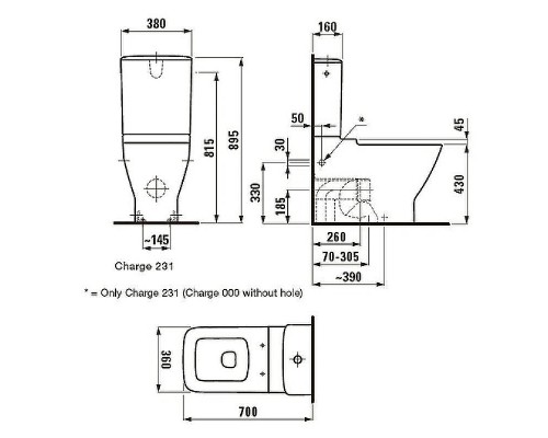 Унитаз компакт Laufen Palace New 8.2470.6.000.231.1 без бачка и сиденья