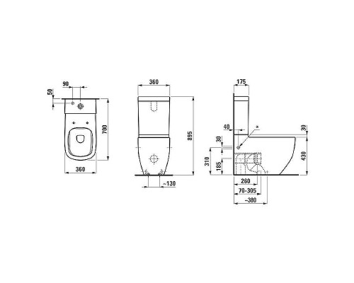 Унитаз компакт Laufen Palomba 8.2480.1.000.000.1 без бачка и сиденья