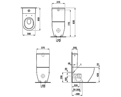 Унитаз компакт Laufen Pro New 8.2595.2.000.231.1 без бачка и сиденья