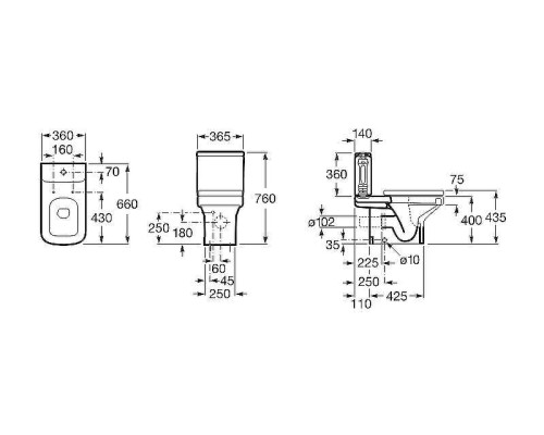 Унитаз компакт Roca Dama-N 342787000 без бачка и сиденья