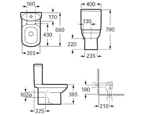 Унитаз компакт Roca Dama Senso 342517000 без бачка и сиденья