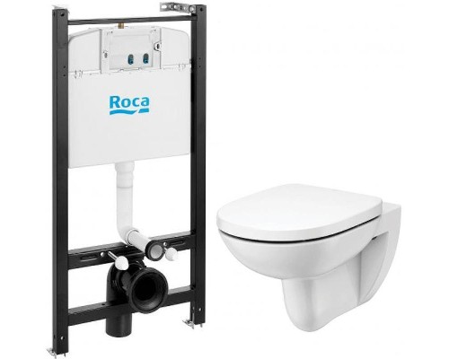 Комплект унитаза с инсталляцией Roca Debba Round Pack Rimless 893104980 с сиденьем Микролифт без клавиши смыва