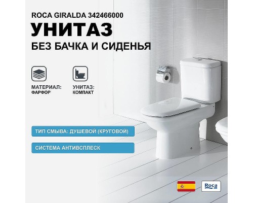 Унитаз компакт Roca Giralda 342466000 без бачка и сиденья